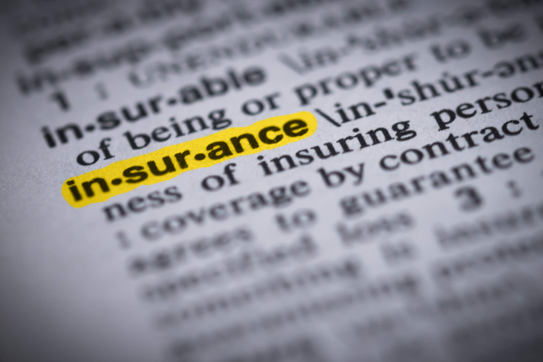 Dictionary insurance definition highlighted