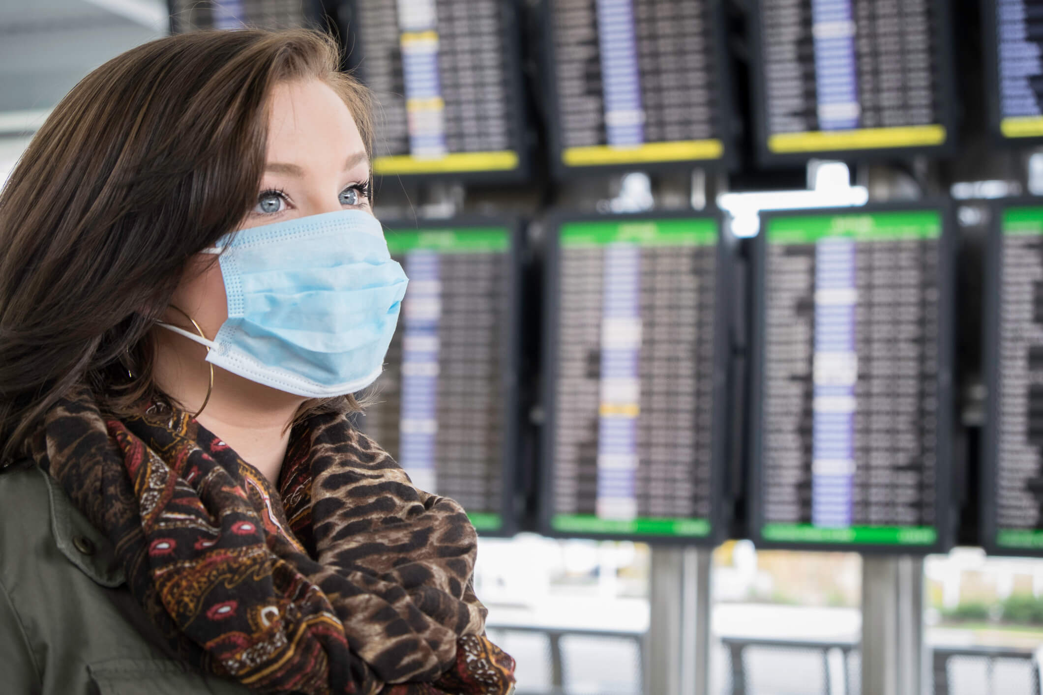 Fearful Passenger Wears Mask at the Airport