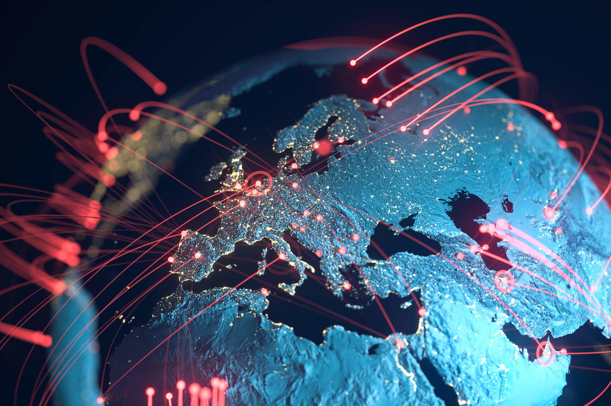 Global Connection Lines - Data Exchange, Pandemic, Computer Virus